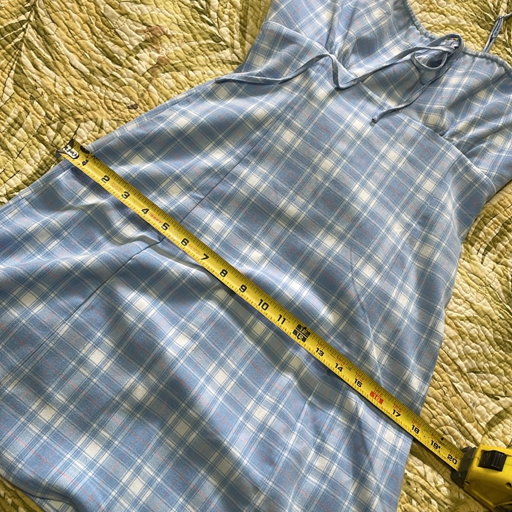 Vintage Sky Blue Plaid Chemise or slip dress - Picture 6 of 7